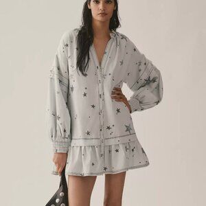 Pilcro long-sleeve V-neck front mini shirt dress